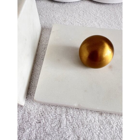 Alabaster Marble 5” X 5” Trinket Box With Gold Knob Square Versatile Storage - Picture 9 of 9